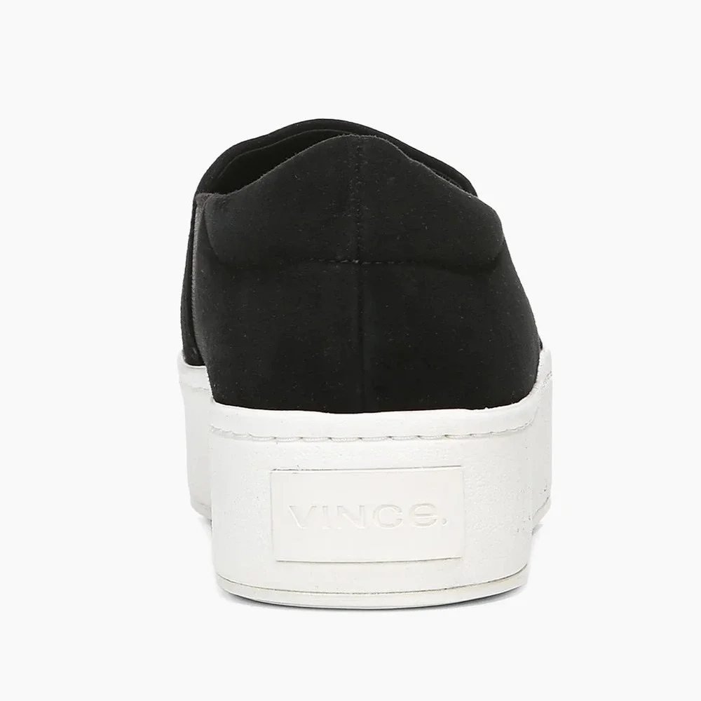 Vince Warren Black Suede Platform Slip On‎ Sneakers 7.5 New With Tags/Box